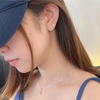 Suwann.na ต่างหู ต่างหูเงินแท้ จิว จิวเงินแท้ จิวโคลเวอร์เพชร เงิน, ทอง