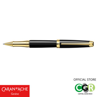 ปากกาโรลเลอร์ CARAN DACHE 4779 Rollerball pen LÉMAN EBONY BLACK gold plated # 4779.282