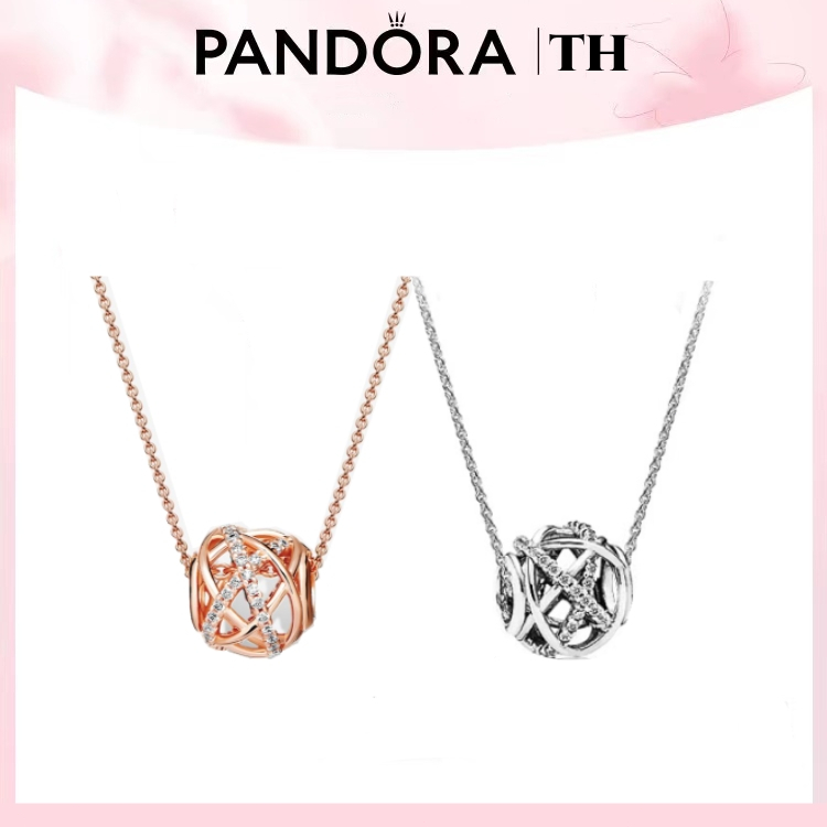 Pandora เงิน925 สร้อยคอ สร้อยคอกาแล็กซี่ Openwork Galaxy Necklace ของขวัญสำหรับคนพิเศษ ของแท้