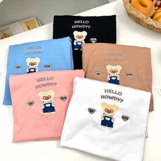 Sugarbeetshop | F113 หมี Hello howdy so cure 🤍 เสื้อโอเวอร์ไซต์ oversize เสื้อยืดผ้า cotton