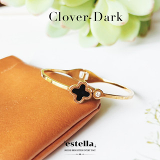 estella- กำไลข้อมือ รุ่น Clover Dark กำไลสแตนเลสแท้ กำไลสายมู ลายใบโคลเวอร์ กำไล เครื่องประดับ กำไลข้อมือแฟชั่น ผู้หญิง