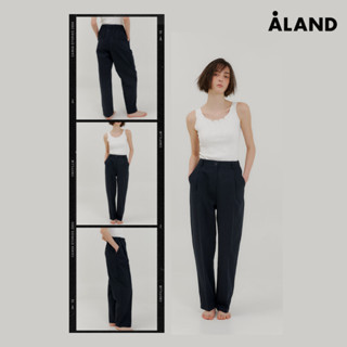 ALAND กางเกง 3.3 FIELD TRIP ONE-TUCK HALF BANDING PANTS Freesize Navy, Beige