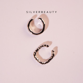 โค้ด SILV45  ลด45.- [EAR CUF] Silver beauty ต่างหูคู่เรียบคู่หยักแฟชั่นCUF007