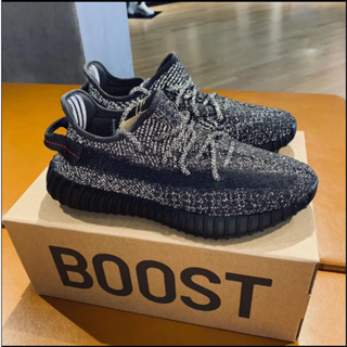 adidas originals yeez boost 350 v2 black The sky is black with stars style Running shoes Authentic 100% Sports shoes