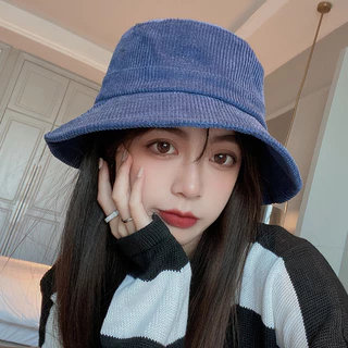 [W0031] หมวกบักเก็ต กำมะหยี่ลูกฟูก พับได้ กันแดด สีพื้น มินิมอล bucket Ins ปรับขนาดได้ หมวกแฟชั่น