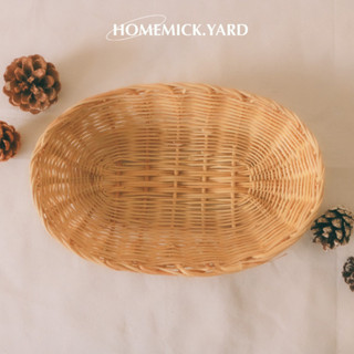 homemick.yard🤎ตะกร้าหวายทรงวงรีแบน✨ มีทั้งหวายเส้นขนาดปกติและเส้นเล็ก ตะกร้าใส่ของ ตะกว้าหวายตกแต่งบ้าน🔥