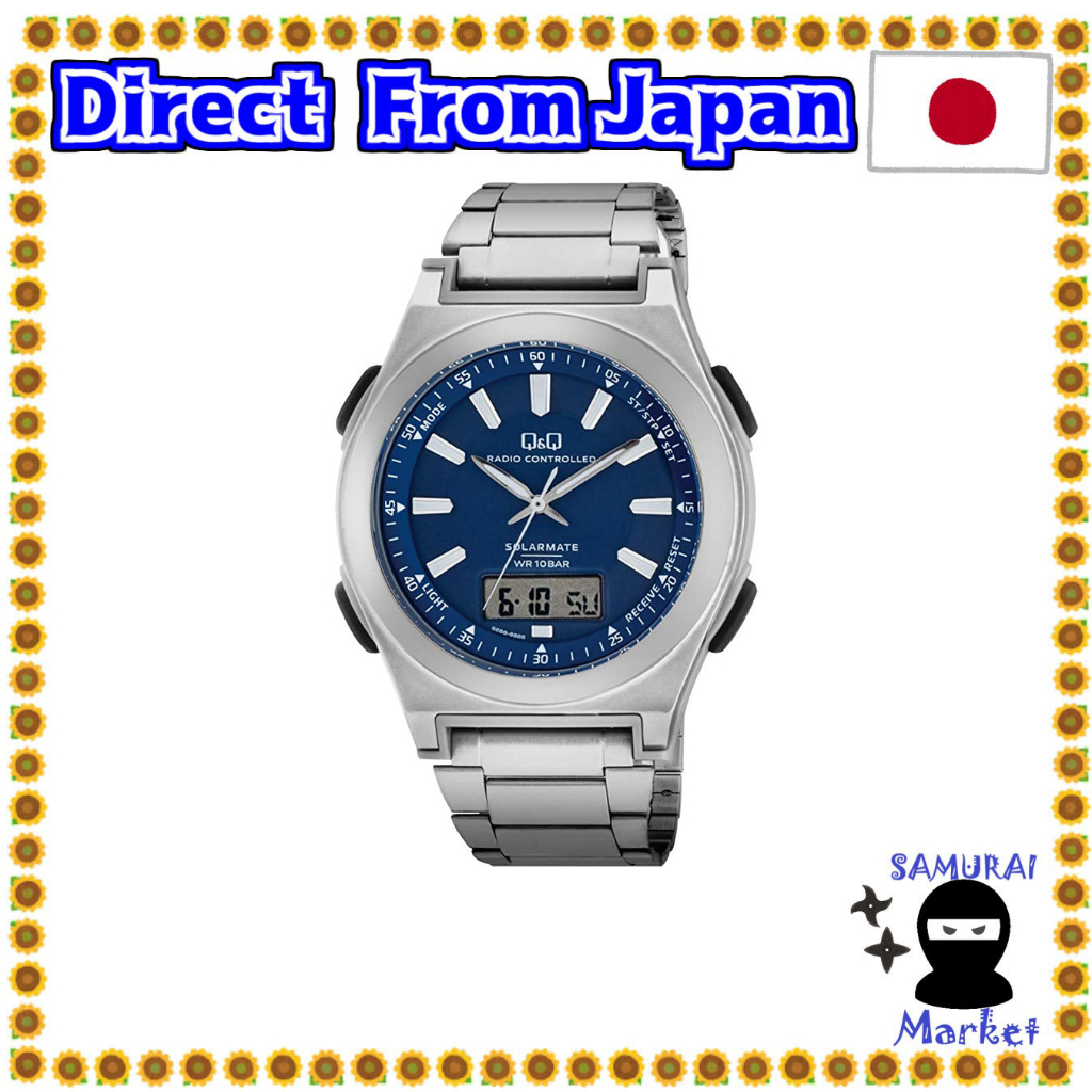 【Direct From Japan】 [Citizen Q &amp; Q] Watch Analog Radio Solar Waterproof Date Display Metal Band Blue Dial MD10-232 Men's Silver