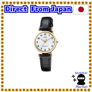 【Direct From Japan】 [Citizen Q &amp; Q] Watch Analog Star Waterproof bulb surface glass leather belt Q03A-002pk Ladies Black