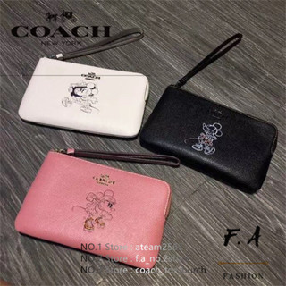 F.A ว่าแท้100% กระเป๋าสตางค์ผู้หญิง coach  แท้ ซิปใส่เหรียญ DISNEY มิกกี้ งานพิมพ์น่ารักสนุก ๆ 30004