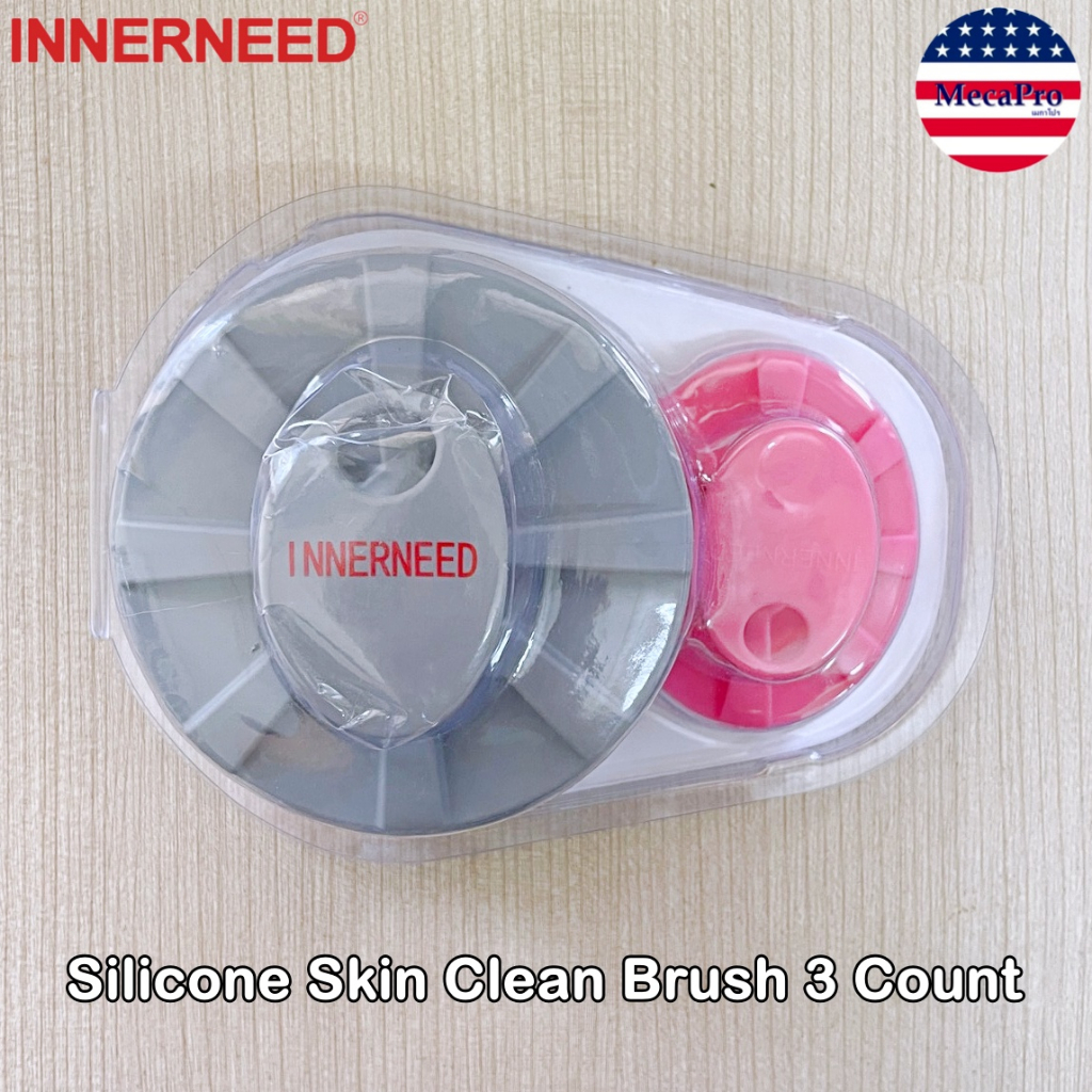 INNERNEED® Silicone Skin Clean Brush 3 Count แปรงซิลิโคนขัดผิวกาย ขัดหน้า สระผม นวดหนังศีรษะ อาบน้ำ BodyScrubber