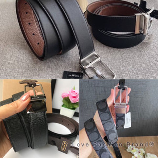 👑ผ่อน0%~แท้100%👑 เข็มขัดชายเส้นเล็ก สีดำหนังนิ่ม MODERN HARNESS LEATHER BELT 91311