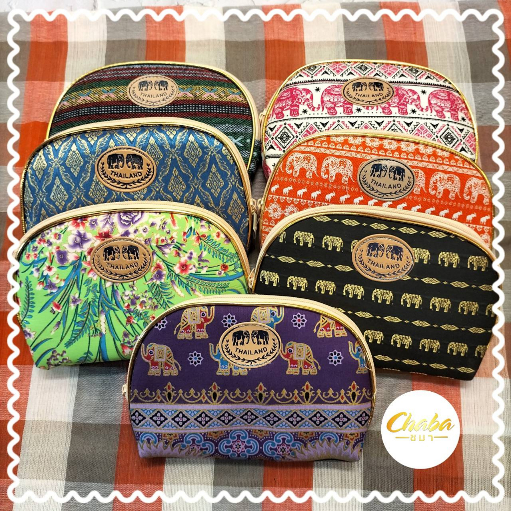 กระเป๋าใส่สตางค์ ใส่เครื่องสำอาง 1ใบ ขนาด 3XL ขอบทองซิปรอบงานคละลาย/สี ทางร้านจัดส่งโดยการสุ่มคละสี คละลาย