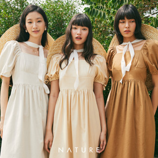 🍎 ลด45.-โค้ดWYQESS🍋nature.bkk - DRN0098 เดรสแขนพองโบว์เอมาลีน Emmaline dress