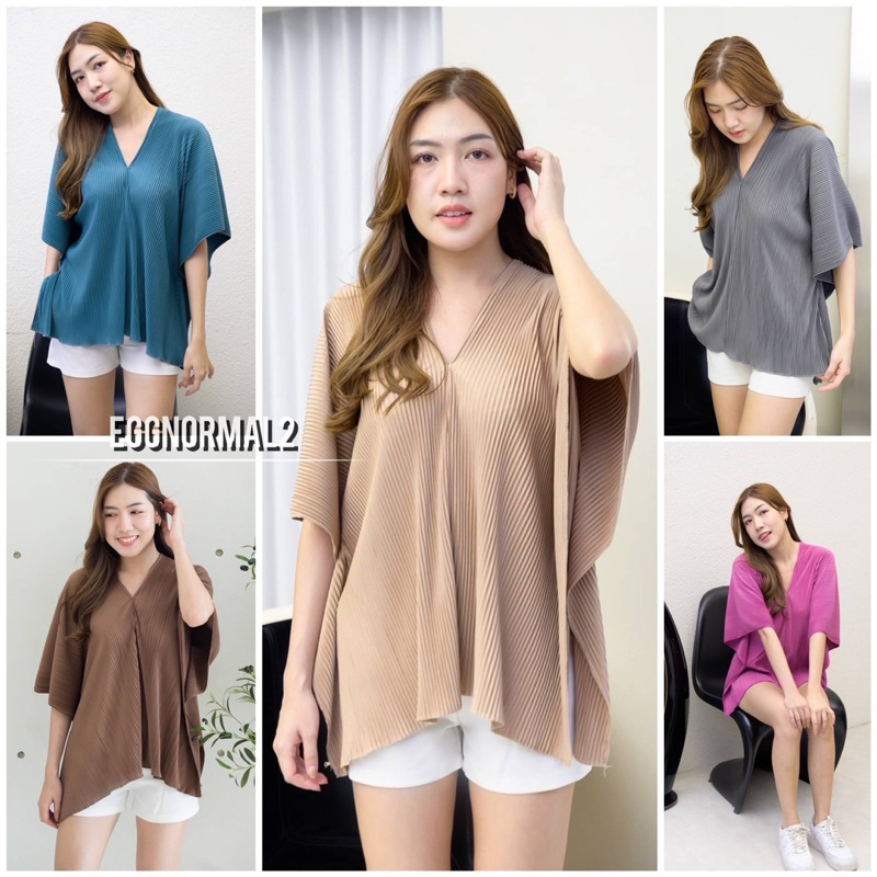 MYTOP Code: H121 Pleated Blouse เสื้อพลีท ทรงปีกค้างคาว