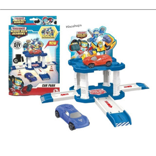 TRANSFORMERS RESCUE BOTS ACADEMY ลานจอดรถทรานฟอมอร์ ของเล่นลานจอด ของเล่นรถพร้อมรถ 2 คันและลานรถ รุ่นใหม่ล่าสุด