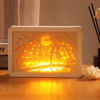 3D Night Light โคมไฟแกะสลักกระดาษสามมิติ ปากกาหลอดแสงกลางคืน วันเกิด ของขวัญสร้างสรรค์