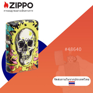 Zippo Skull Design 540 Color Process-2 Sided Windproof Pocket Lighter , Zippo 48640 ไม่มีเชื้อเพลิงไม่มีก๊าซภายใน