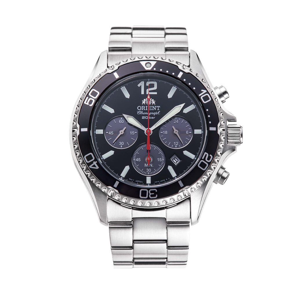 Orient Sports Chronograph Solor-Powered Watch, Metal Strap (RA-TX0202B)