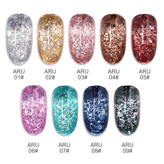 ืสีกากเพชร กลิตเตอร์ งานดี ARU สีทาเล็บ สีเจล AS