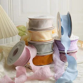 ริบบิ้น wrinkled ผ้ายับขอบหยักสีพื้น(1หลา =90 cm)