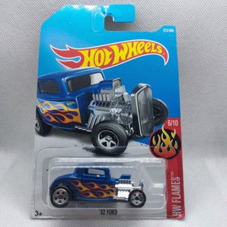 รถเหล็ก Hotwheels 32 FORD สีน้ำเงิน ลายไฟ (ib18)