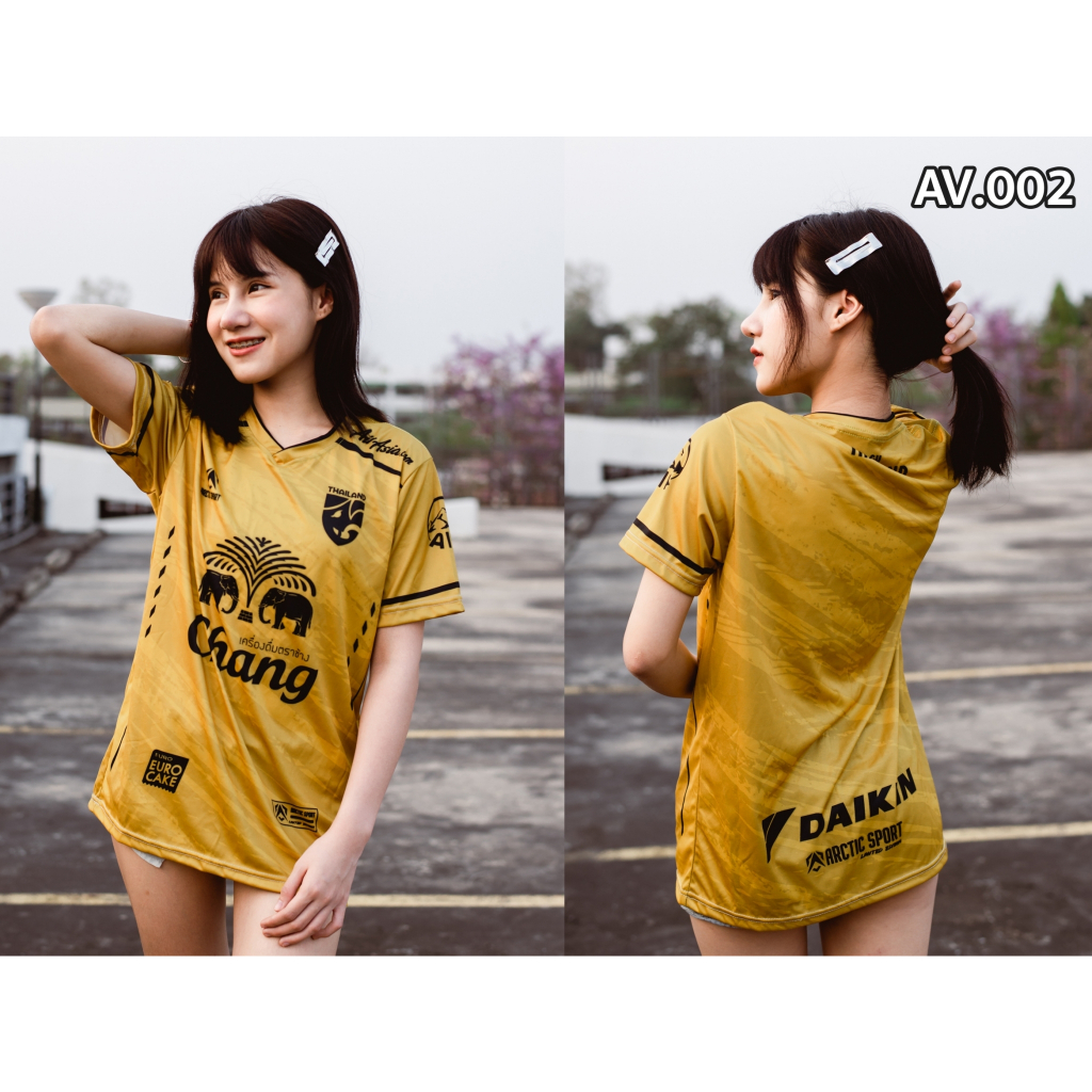 ✨ เสื้อกีฬา ✨ พิมพ์ลายแฟชั่น สีเหลือง สีเขียว แขนสั้น