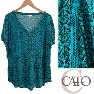 เสื้อสีเขียว ผ้าพริ้วๆเย็นๆใส่สบาย แบรนด์ Cato แท้100% 23/156