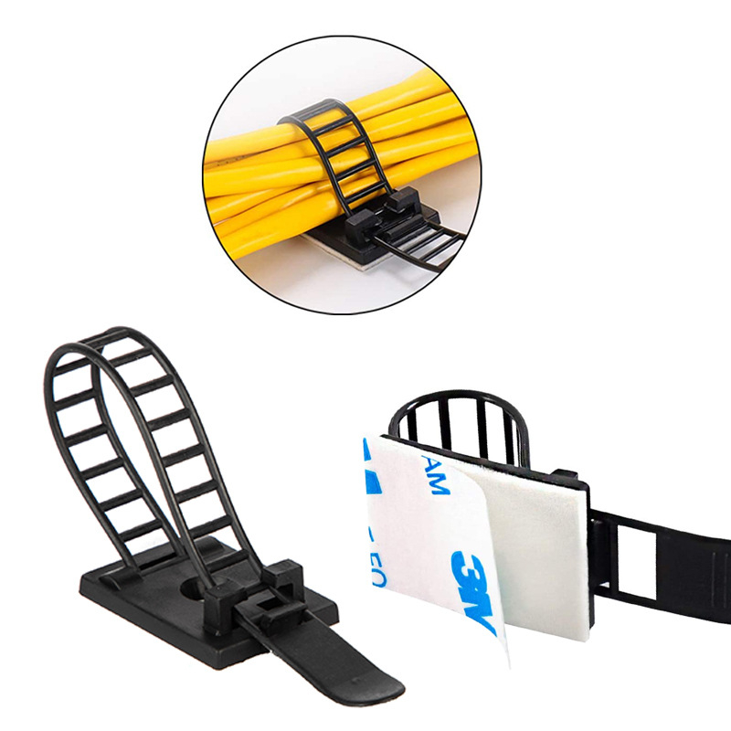 แคลมป์รัดสายเคเบิ้ล รัดสายไฟ คลิปล็อคแป้นกาว แบบเลื่อนได้ ยึดได้ (ชุดละ10ชิ้น) - รูปที่ 3