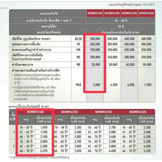 ประกันอุบัติเหตุ PA  AIA ทุน 200,000 อาชีพขั้น 1, 2