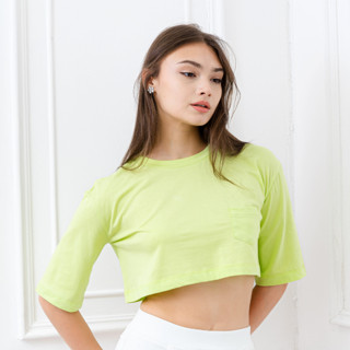 Hana crop top สีเขียวนีออน