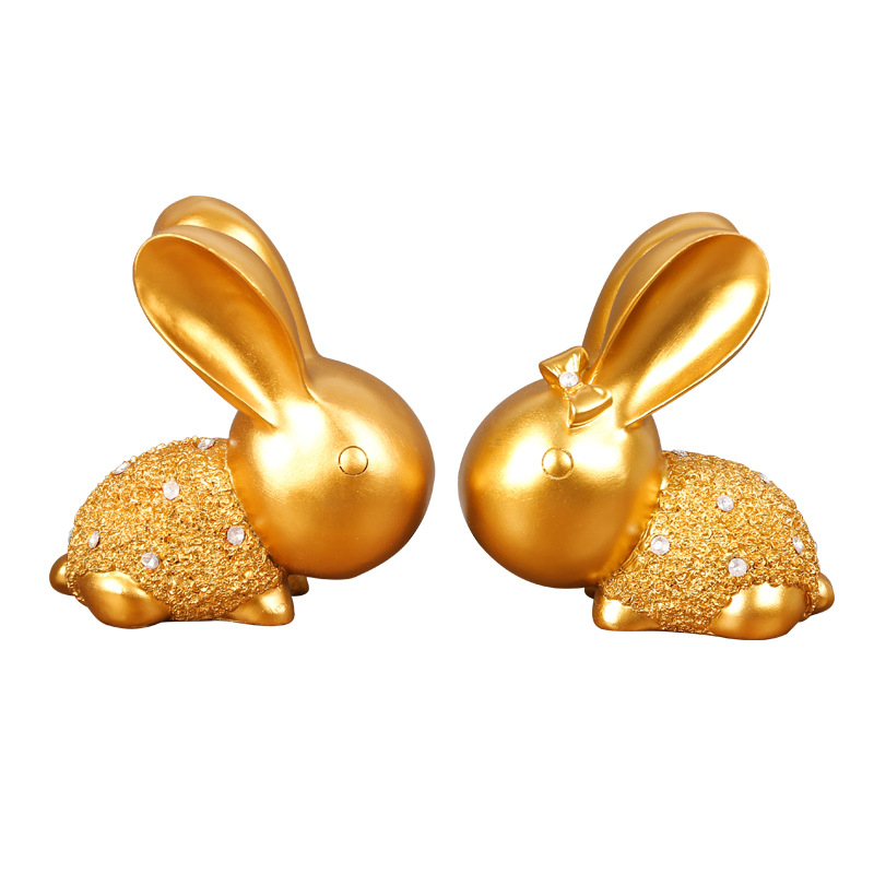 🐰พร้อมส่ง🐰ตกแต่งห้อง โมเดลกระต่ายคู่สีทอง วัสดุเนื้อเรซิ่น วางตั้งประดับตกแต่งบ้าน ห้องทำงาน ห้องรับแขก น่ารักมากค่า - รูปที่ 4