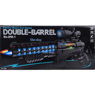 ปืนของเล่นลูกซอง Double Barrel Electric Music Gun มีเสียง มีไฟ สีสันสดใสสวยงาม มีเสียงมีไฟ และสั่นได้