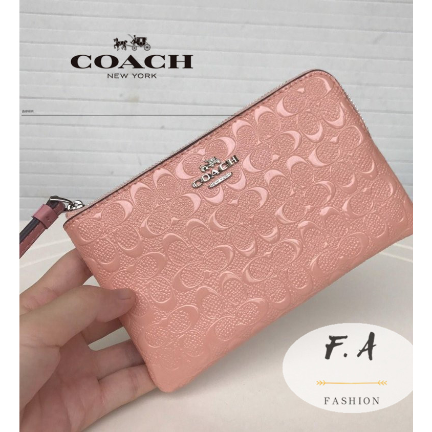 F.A ว่าแท้100% coach  แท้  กระเป๋าสตางค์สุภาพสตรี ซิปใส่เหรียญ กระเป๋าใส่โทรศัพท์ข้อมือ iPhone 7 สามารถติดตั 58034