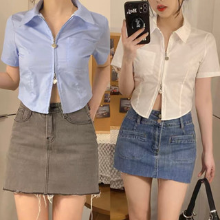 Somedays_closet l🌷พร้อมส่ง🌷Tina top เสื้อทรงครอปดีเทลงานซิปหัวใจ คิวท์ๆสไตล์เกาหลี