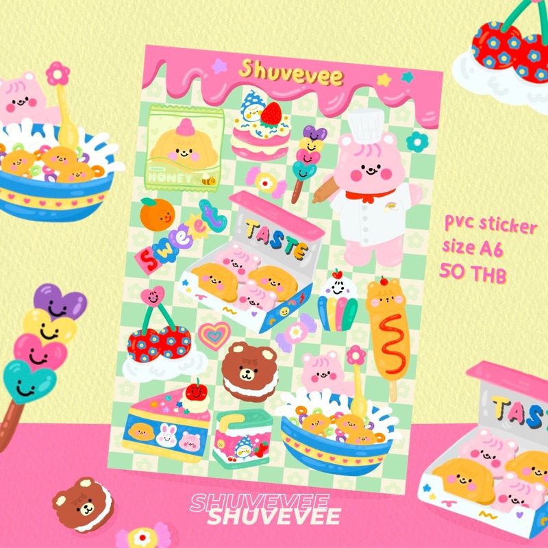 STICKER SHUVEVEE & SWEETS สติ๊กเกอร์ไดคัท PVC กันน้ำ ไซส์ A6 (14.8x10.5cm) | Shuvevee Sticker