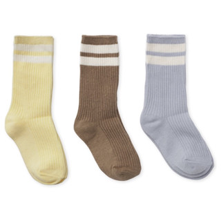 Konges Sloejd | 3 pack rib stipe socks - gray dawn  ถุงเท้าทารก