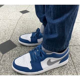 🇰🇷พรีออเดอร์  Nike Jordan 1 Low True Blue Cement Grey (แท้100%)  553558-412 - preorderoppa