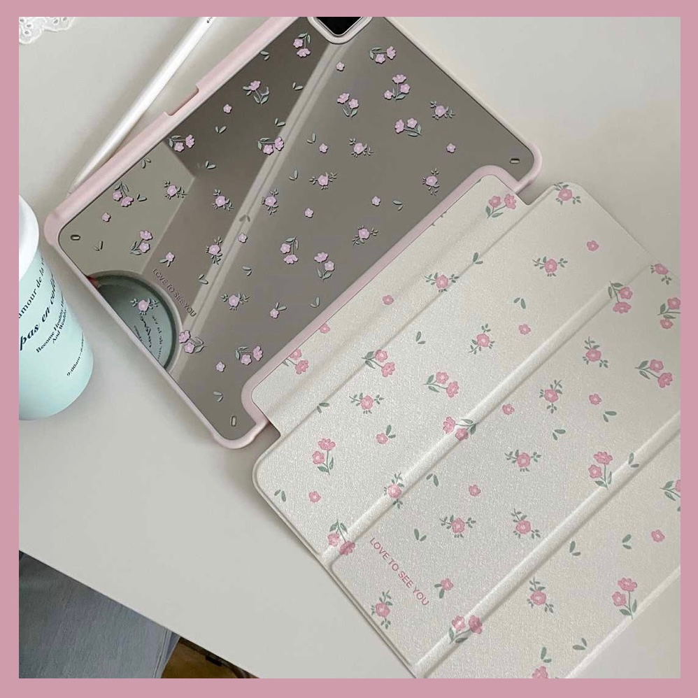 💫พร้อมส่ง💫เคสไอแพด แผ่นหลังอะครีลิ Gen9 10.2 Air5 กระจกเงา ดอกไม้ Air6/7 Gen11 Mirror เคสไอแพด ใส่ปากกาได  mini7
