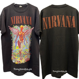 NIRVANA⚡️เสื้อยืดผ้าฟอก Unisex Cotton 💯 งานใหม่ ทำเก่า ผ้าฟอกเฟดนุ่ม ไร้ตะเข็บข้าง สกรีนจม หน้าหลัง ⚡️⚡️