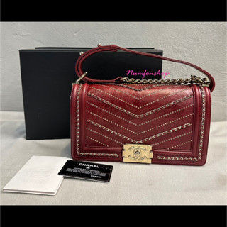 Chanel Boy 10 Red Calfskin Limited Bag Hologram26 สวยมากๆรุุ่นนี้