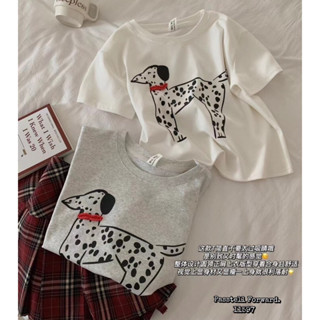 🇰🇷New🇰🇷  Korea 101 dalmatian tshirt  เสื้อยืดครอปลายน้องหมา ทรงครอปผ้ายืดเนื้อเกรดพรีเมียมลายน่ารักมากก