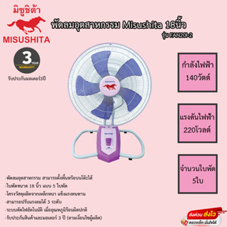 พัดลมอุตสาหกรรมมิซูชิต้า misushita 18นิ้ว รุ่นFAN20I-2 ปรับความแรงได้3 ระดับ ประกันมอเตอร์ 3ปี เสียเปลี่ยนใหม่ทันที