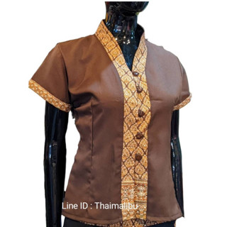 เสื้อลายไทย สีน้ำตาล