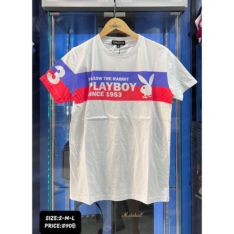 พร้อมส่ง เสื้อยืดเพย์บอย งานสกรีน คอกลม ผ้าคอตตอล 100%