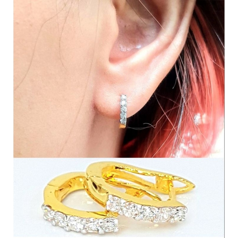 ต่างหูเพชรแท้เบลเยี่ยมทองคำแท้9k