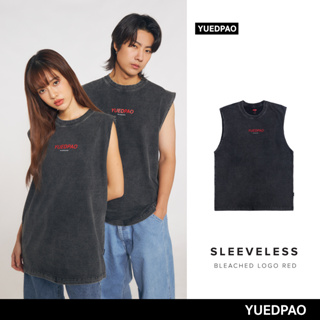 Yuedpao ยอดขาย No.1 เสื้อยืดแขนกุด รับประกันไม่ย้วย 2 ปี เสื้อยืดเปล่า เสื้อยืด Sleeveless Bleached logo red