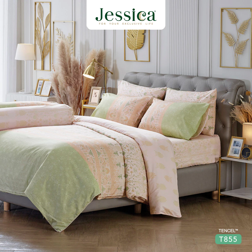 Jessica Tencel T855 ชุดเครื่องนอน ผ้าปูที่นอน ผ้าห่มนวม เจสสิก้า พิมพ์ลวดลายโดดเด่น ให้สัมผัสที่นุ่มลื่นดุจแพรไหม