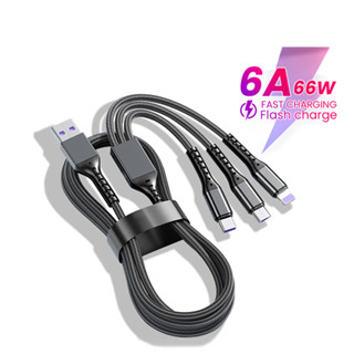 3 In 1 MAILESI สายชาร์จเร็ว 66W 6A สาย USB Type C/Micro USB/Iightning ชาร์จเร็ว สำหรับ