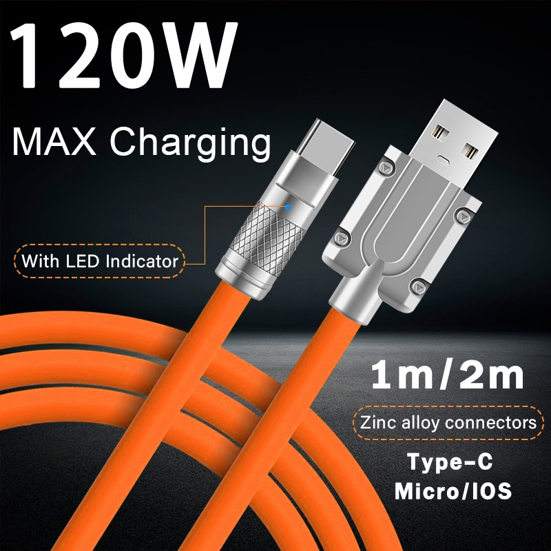 สายชาร์จ Type C Micro USB 120W 6A ชาร์จเร็วมาก สําหรับ Android