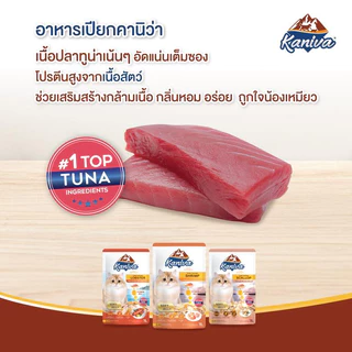 Kaniva อาหารเปียกแมว[โหล 12 ซอง] คานิว่า เพาช์ สูตรผสมวิตามินบอล ปราศจากกลูเตน